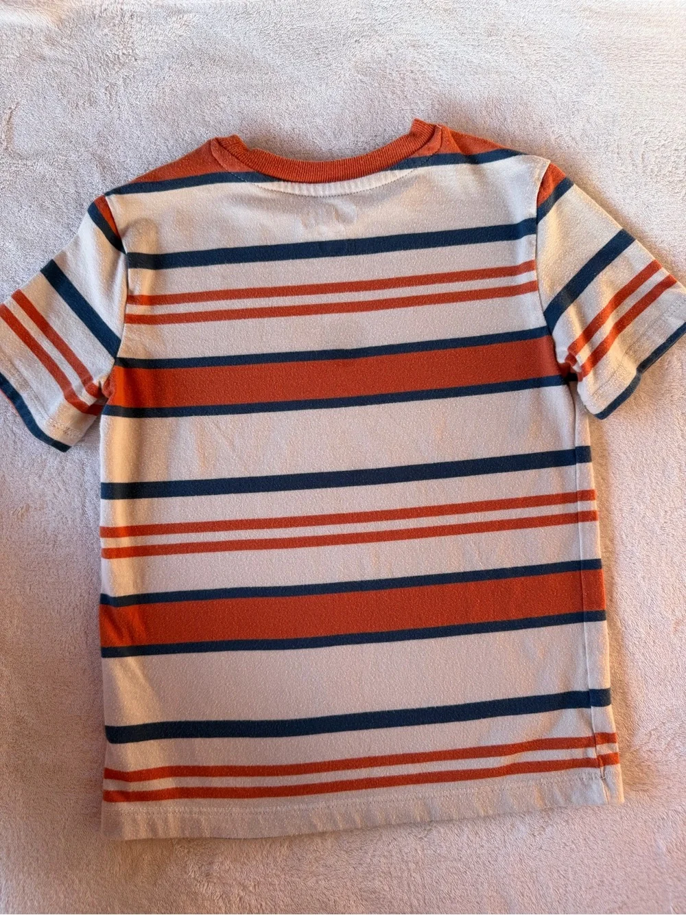 Striped Kids Adventure Tee - Orange & Blue Size 5